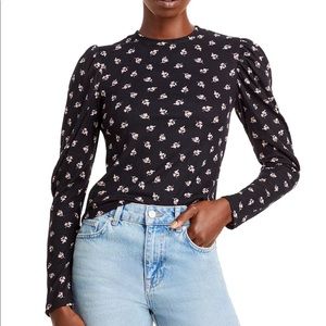 Aqua Black Floral Top
